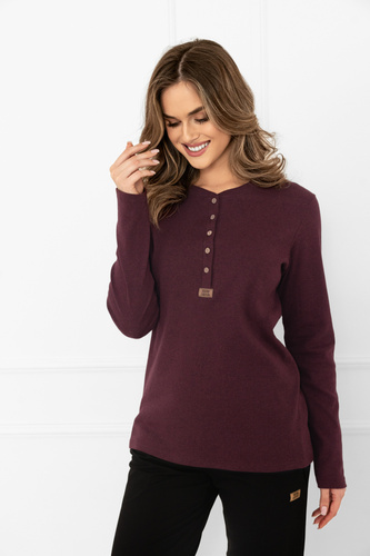 Gordo Camicetta da donna Italian Fashion bordeaux - classica, in cotone, a maniche lunghe