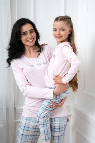 Glamour Pigiama a maniche lunghe e pantaloni lunghi da donna Moda italiana - rosa/stampa