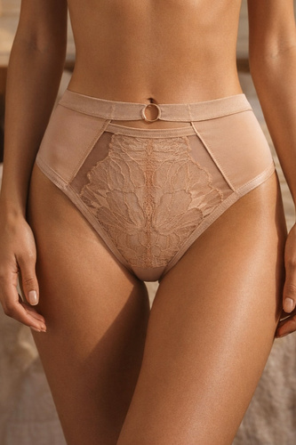 Mediolano Selena 19265 Slip in pizzo beige ad alto comfort