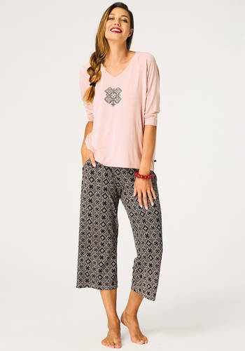 Key LNS 731 Pigiama donna albicocca viscosa 3/4