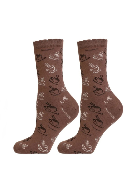 Calze donna Moraj CSL250-989 in cotone con motivo caffè, senza costrizione
