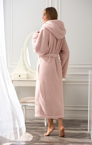 2556 Heaven Vestaglia lunga da donna L&L con cappuccio - rosa cipria