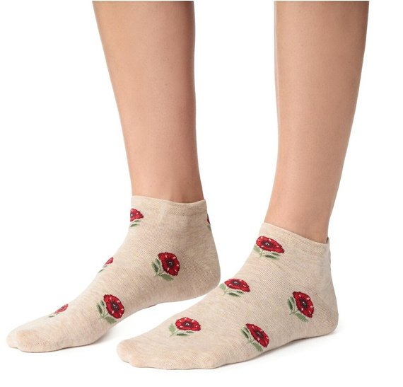 Stopki damskie Steven 114 Summer bawełniane cienkie do sneakersów beżowy melanż 183