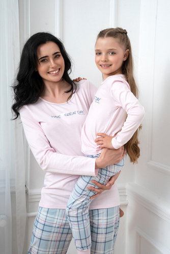 Glamour Pigiama a maniche lunghe e pantaloni lunghi da donna Moda italiana - rosa/stampa