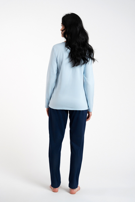 Arietta Pigiama e pantaloni a maniche lunghe da donna Italian Fashion - blu