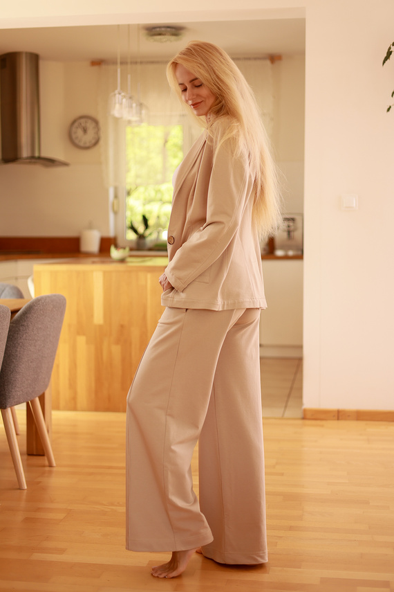 Emi - giacca elegante da donna, 95% cotone 5% elastan | marchio polacco Mirale - beige