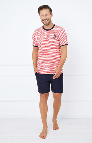 Flota Pigiama uomo a maniche corte, pantaloncini Moda italiana - stampa rosso/blu