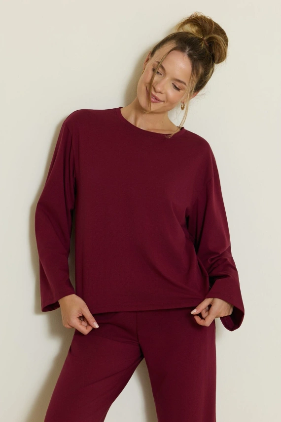 Pigiama donna Mefemi Calla PW75 in cotone oversize manica lunga pantaloni
