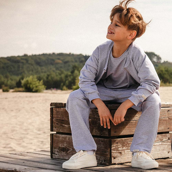 Simply Comfy Felpa bomber grigio Eevi per bambini - cotone, leggera, senza cappuccio