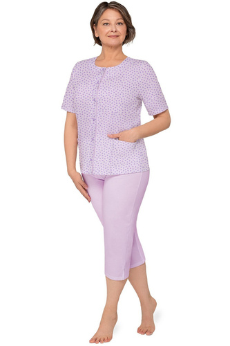 Pigiama donna Martel Maria I 200 aperta 100% cotone manica corta lilla 28