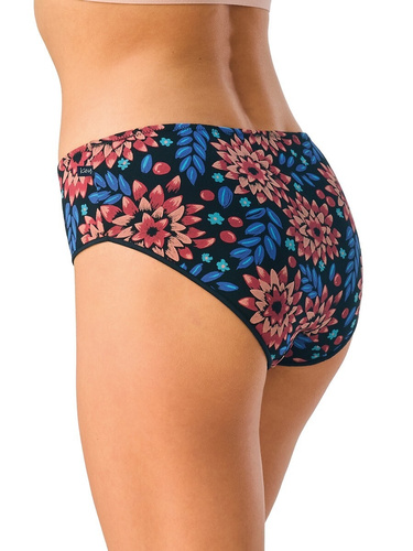 Slip da donna KEY LPC 635 B26 midi 2 pezzi in cotone nero e rosso