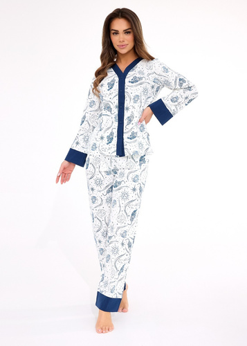 Pigiama da donna 514/443 Amber CORNETTE - cotone, manica lunga, abbottonato