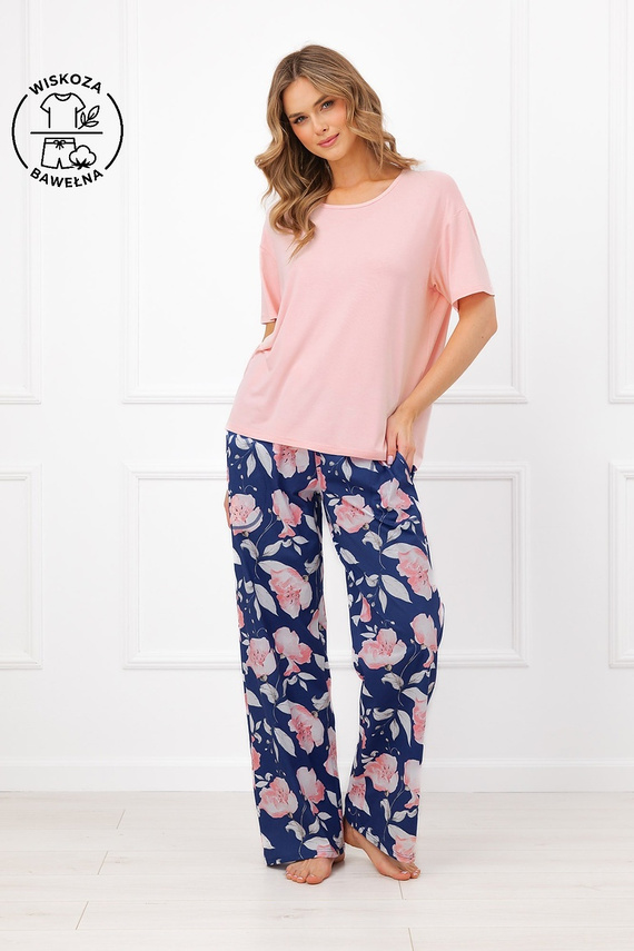 Pigiama donna Italian Fashion Ardizja viscosa cotone fiori lunga