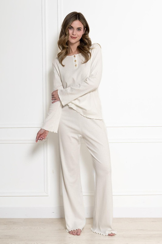 Pigiama donna Bernadeta 1796 Leveza crema 100% cotone manica lunga