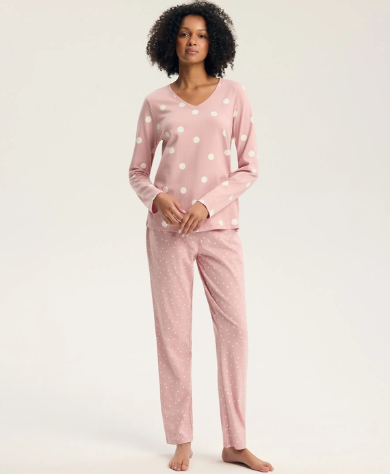 Pigiama da donna Henderson Ginni 45419 100% cotone manica lunga gatti grigia