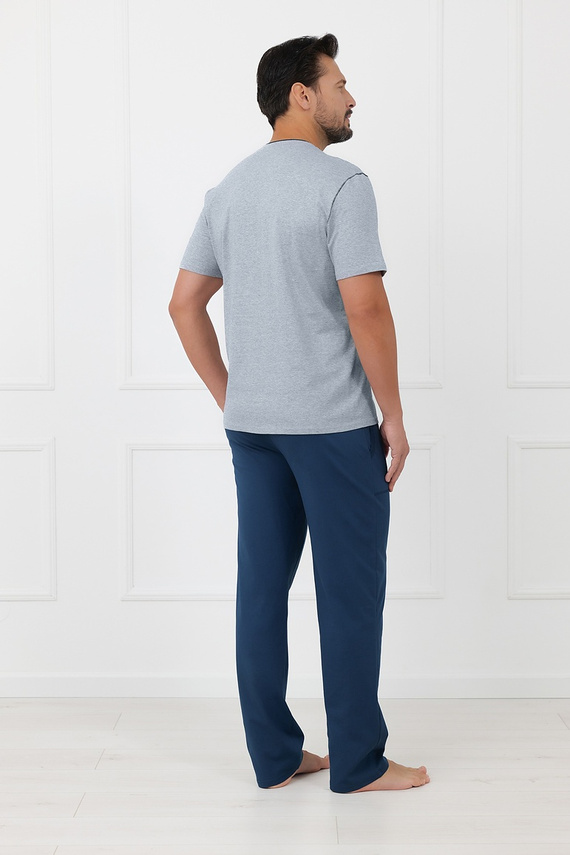 Pigiama uomo Devon Italian Fashion in cotone con pantaloni lunghi melange