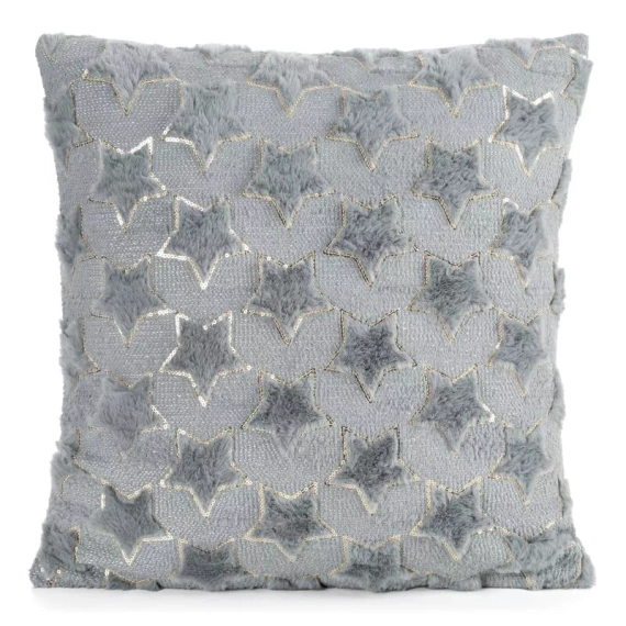 CHP308 Federa natalizia Eurofirany 45x45 con paillettes 3D stelle argento