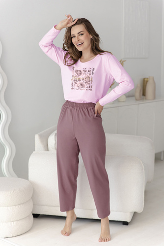 Pigiama donna Taro 3632/3657 Solene lilla 100% cotone lunga