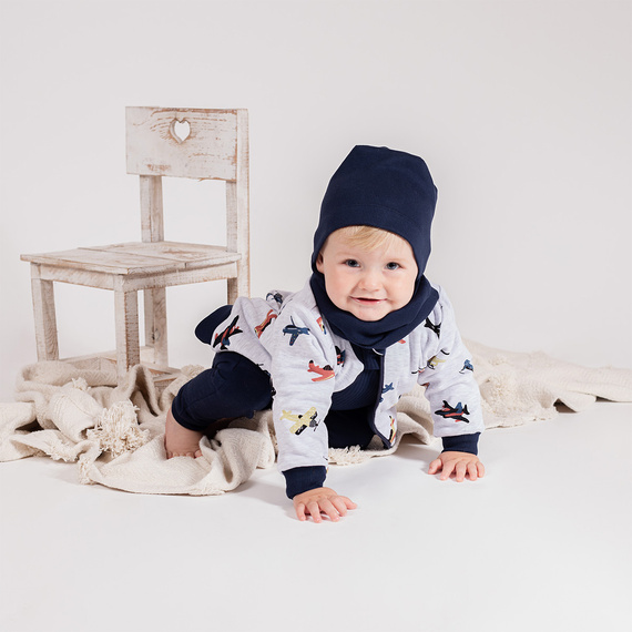 219287 Giacca in felpa reversibile Willy Nicol - navy e grigio con aerei