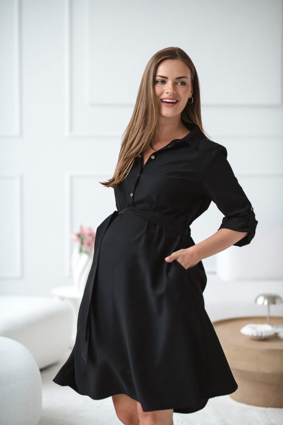 Milk&Love chemise premaman e allattamento nero | Modal, manica 3/4, regolazione in vita