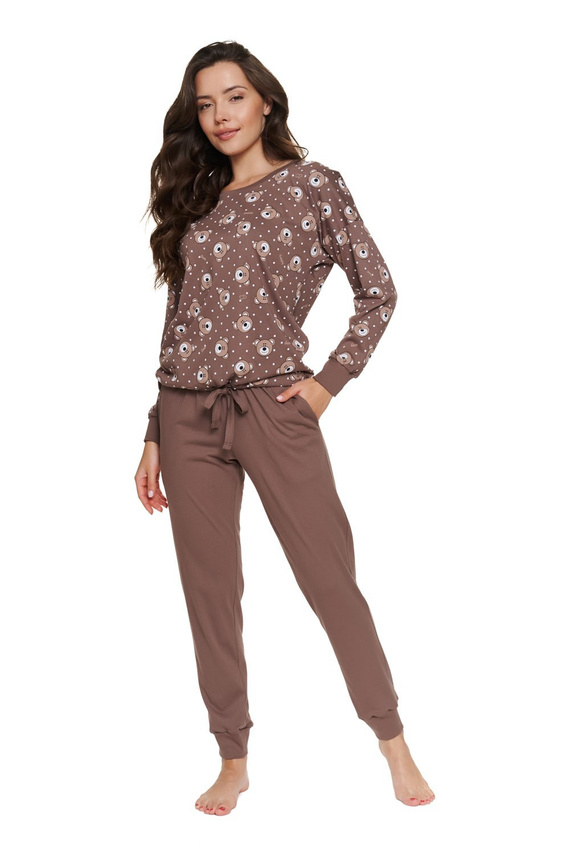Doctor Nap 5272 Bear Club Pigiama donna lunga in cotone marrone