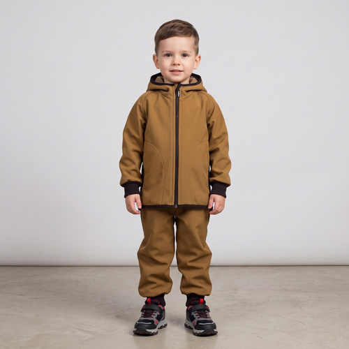 229003 Nicol Giacca softshell bambino con pile, cappuccio, riflettente - oliva