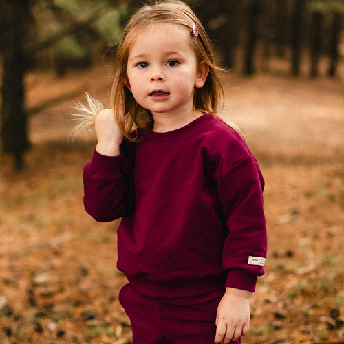Felpa da bambino Simply Comfy Eevi - oversize, 100% cotone, bordeaux