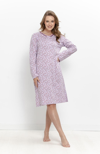 Camicia da notte Taro Agnessa 3640 viola 100% cotone per allattamento