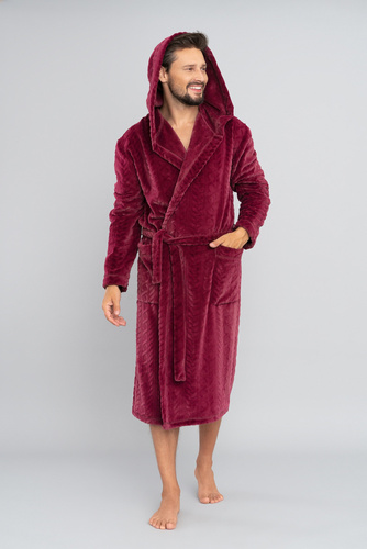 Zygmunt Accappatoio da uomo con cappuccio Moda italiana - bordeaux