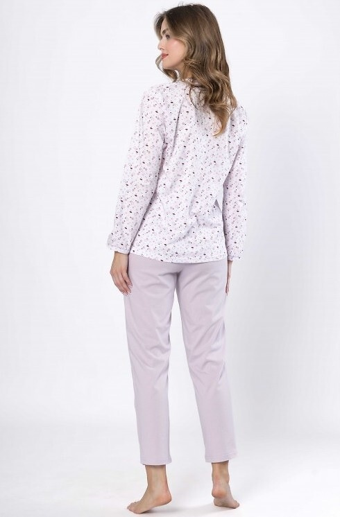 Pigiama donna Leveza Danuta 1637 lilla - cotone, manica lunga, abbottonato