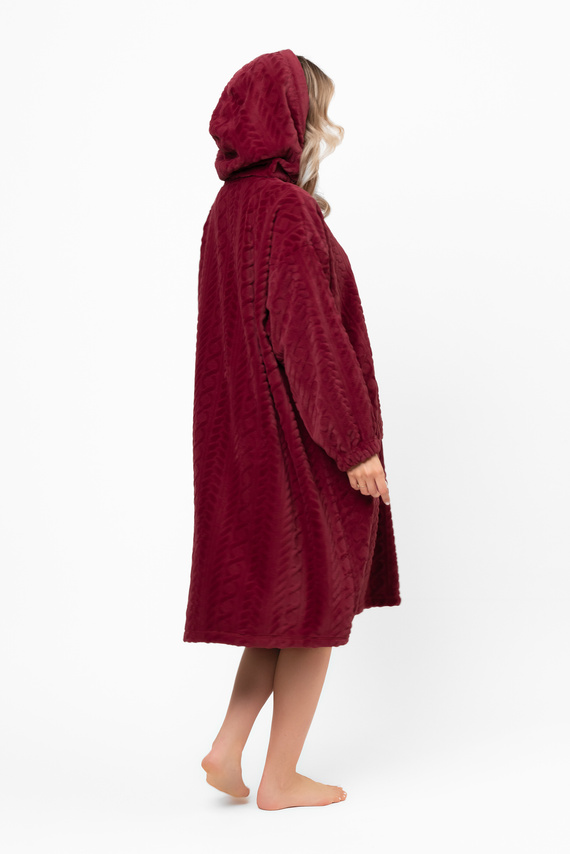 Reno Kocobluza Italian Fashion bordeaux - oversize, morbido bipolare, unisex, con cappuccio
