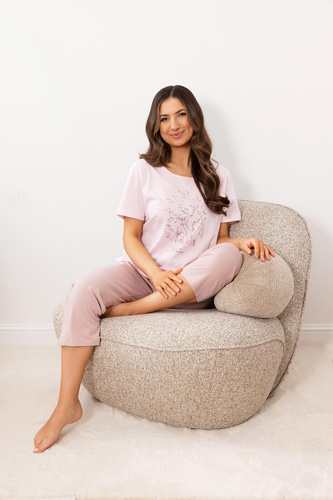 Pigiama donna Regina 4009 cotone pantaloni 7/8 comodo manica corta