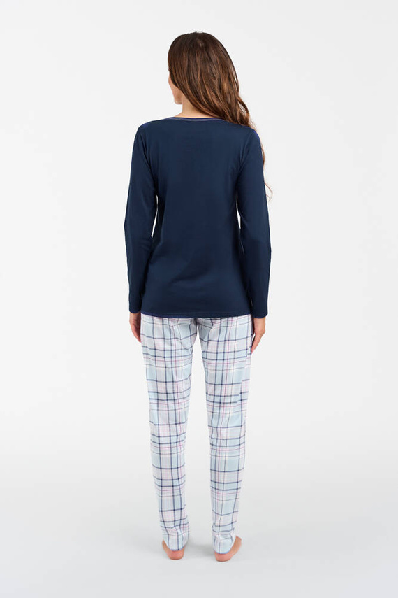 Glamour Pigiama donna manica lunga e pantaloni lunghi Italian Fashion - blu navy/stampa