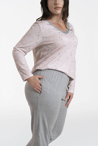 Simona Pigiama a maniche lunghe e pantaloni lunghi da donna Moda Italiana - stampa/melange