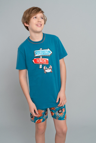 Krab Pigiama bambino manica corta, pantaloni Moda italiana - mare/stampa