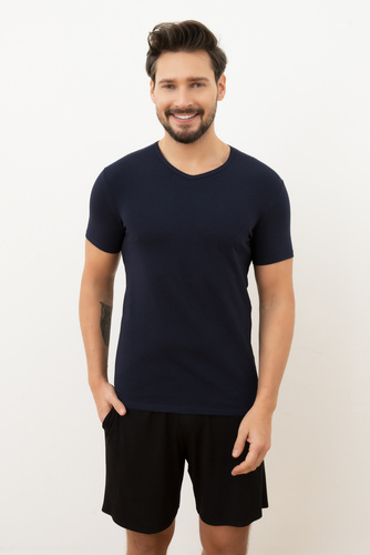 T-shirt Ikar da uomo, collo a lupetto Moda italiana - blu navy