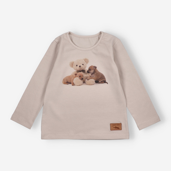 KAR-3005 Camicetta a maniche lunghe da bambina Lagarto Verde beige - elegante, cotone, produzione polacca