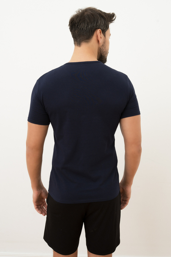T-shirt Ikar da uomo, collo a lupetto Moda italiana - blu navy