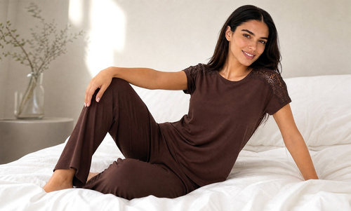 Cornette 1110/511 Sara Pigiama Donna 100% Cotone Verde a Fiori