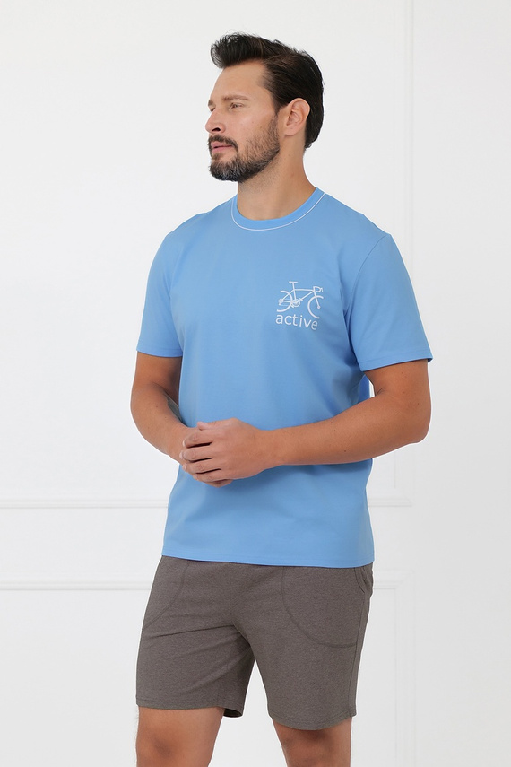 Pigiama uomo Devon Italian Fashion cotone manica corta melange
