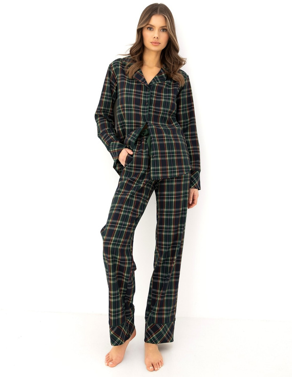 Sensis Skyler pigiama donna 100% cotone flanella lungo a quadri