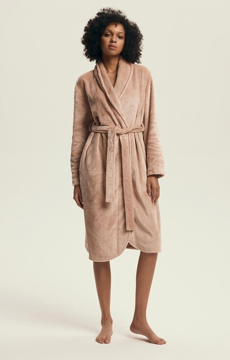 43595 Accappatoio da donna Dextra Henderson color pesca - morbido, legato, sopra il ginocchio