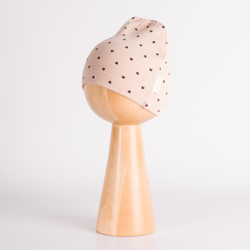 Nicol 226054 Cappellino Neonato 100% Cotone Beige con Cuoricini