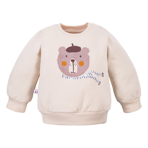Felpa Beary Cool Eevi - beige chiaro, cotone, stampa orsetto