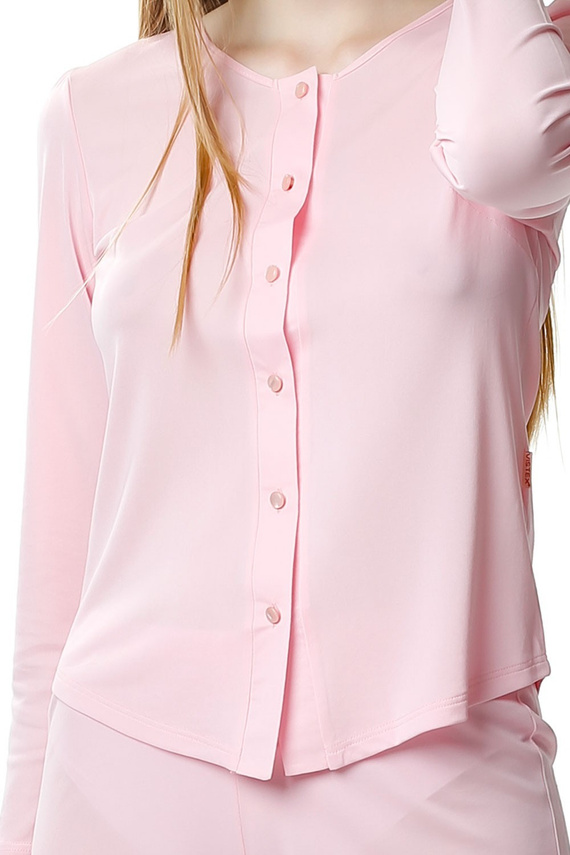 Pigiama donna Maria rosa in seta viscosa lunga con apertura davanti 36–52