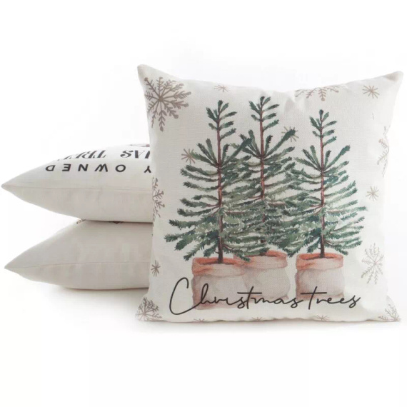 Chp 223 Eurofirany Federa di Natale - crema con alberi di Natale verdi, decorativa