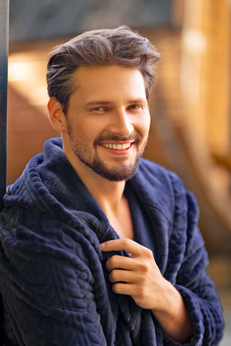 Zygmunt Accappatoio da uomo con cappuccio Moda italiana - blu navy