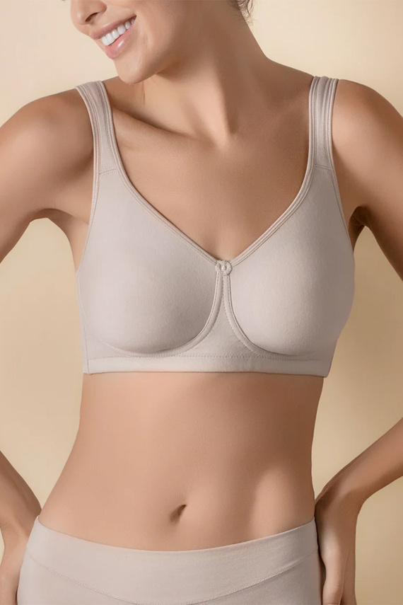 Reggiseno senza ferretto Selene Hellen beige in cotone morbido e comodo