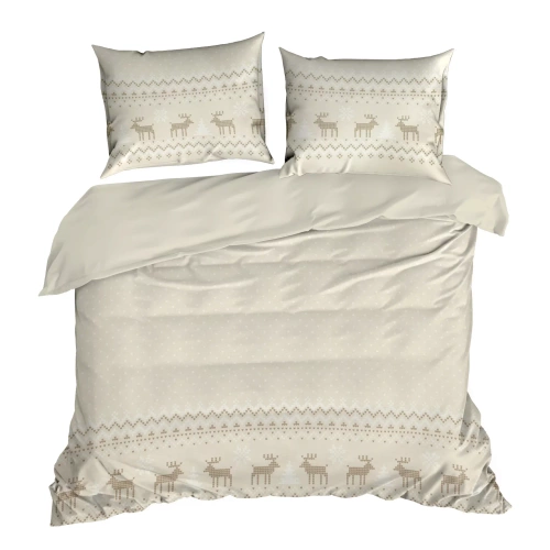 Biancheria da letto natalizia Luke Eurofirany beige - cotone ranforce, reversibile