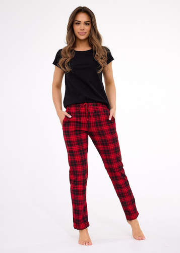 690/45 Pantalone pigiama donna Cornette rosso - cotone, tasche, comfort e stile